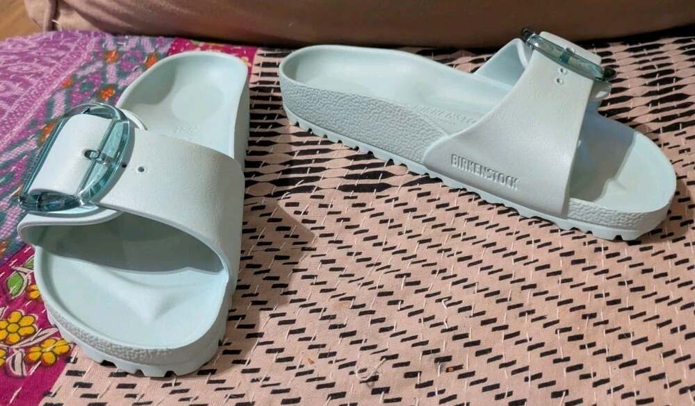 Birkenstock Madrid Big Buckle EVA Surf Green Sandals MISMATCH Sz W7 L / W8 R